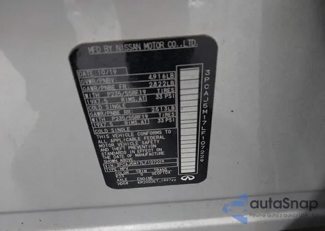 2020 Infiniti Qx50 Luxe z USA, uszkodzony, nr VIN 3PCAJ5M17LF107229